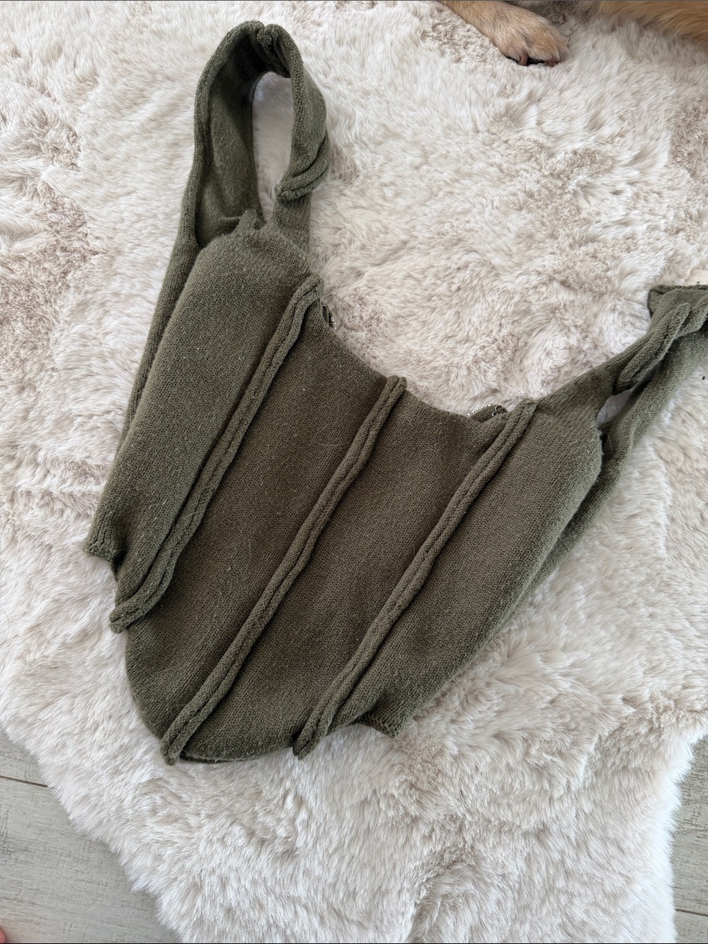 Danielle Guizio Olive Green Knit Crop Top